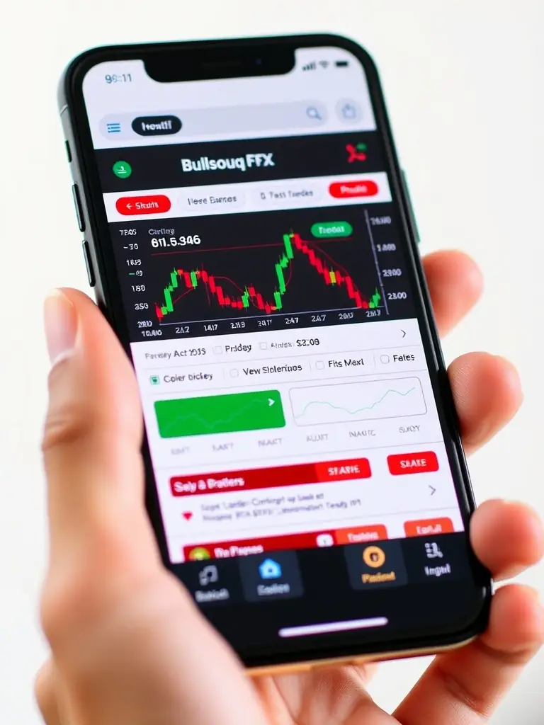 A mobile phone displaying the DeltaFX mobile trading app, highlighting its user-friendly interface and accessibility on the go.
